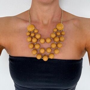 Chunky Yellow & Gold Multi-Strand Beaded Statement Necklace
